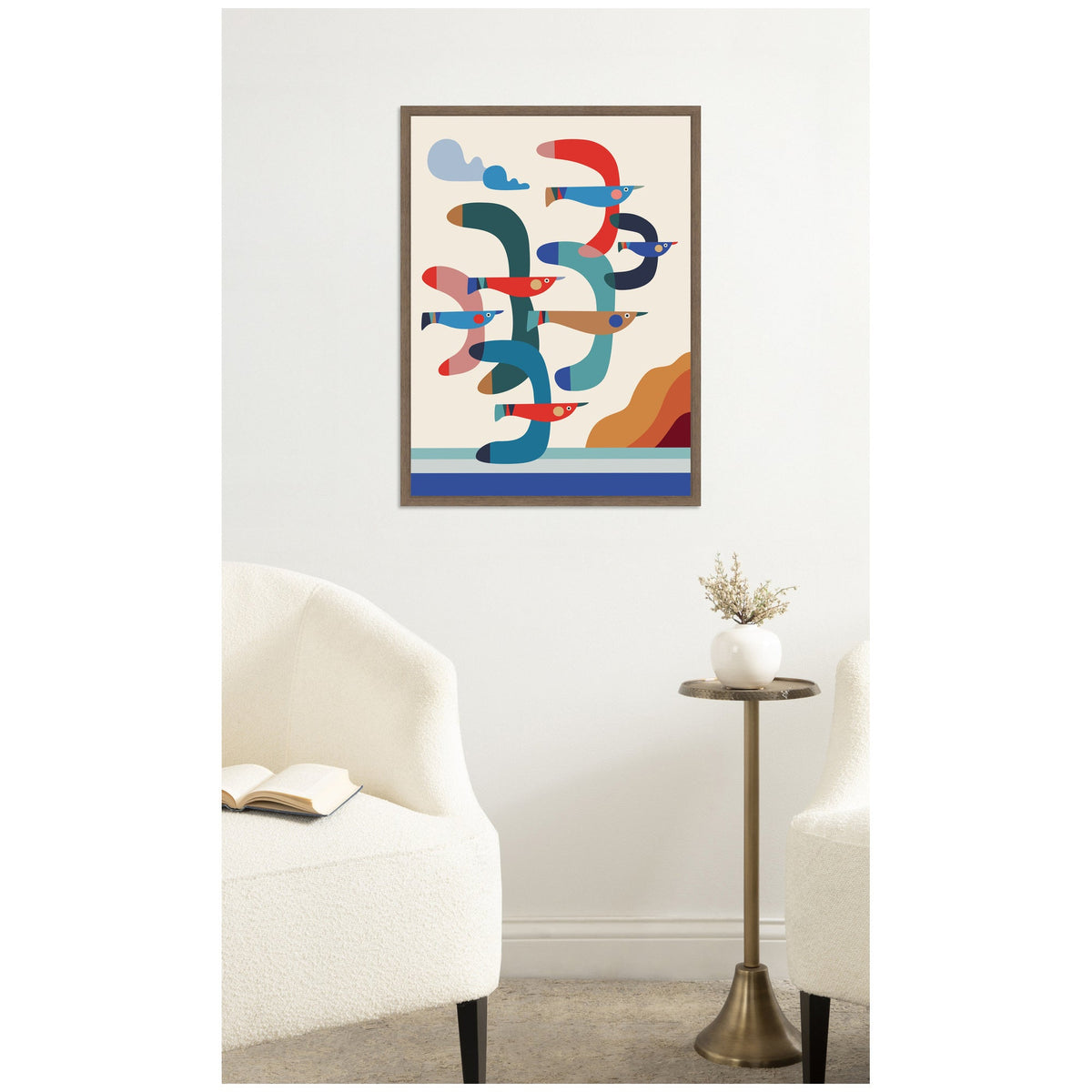 Seagulls Coastal Vibes by Rachel Lee Framed Canvas Wall Art Print