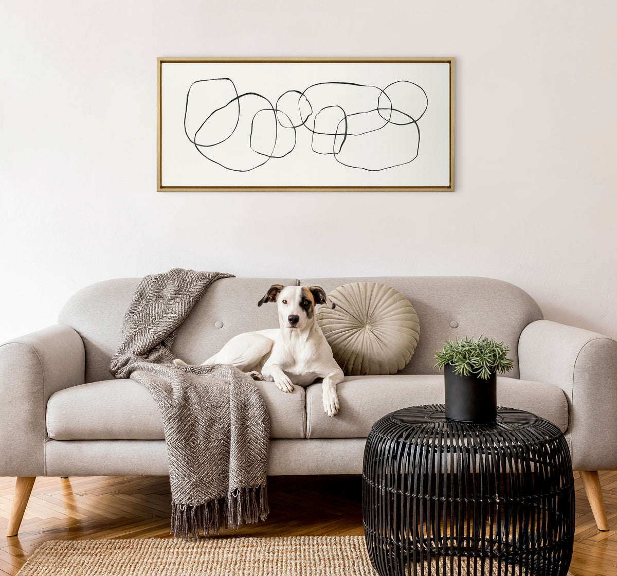 Sylvie Dancing Circles Framed Canvas by Teju Reval