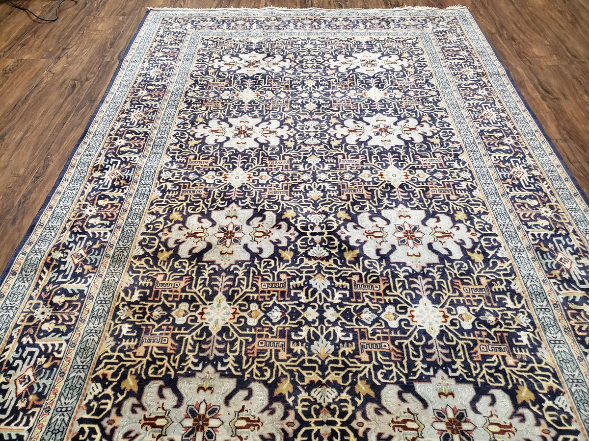 Navy Blue Persian Kashan Rug, Hand-Knotted, Wool, 4' 8" x 7' 4", Pair B - Jewel Rugs, view 6