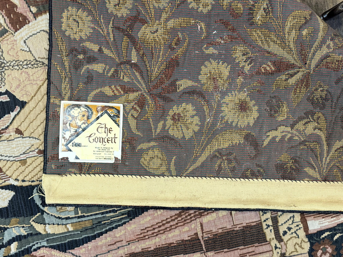 Vintage Belgium Tapestry 4x5, The Concet Musicians, Green - Jewel Rugs, view 11
