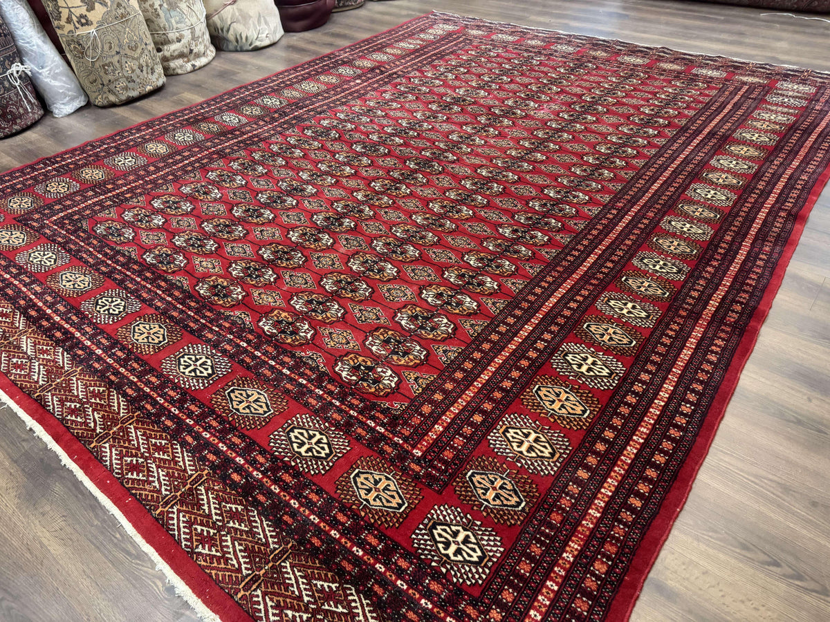 Bokhara Rug 9x12, Red Turkoman Rug, Pakistani Rug, Tribal Carpet, Wool Rug, Red Rug - Jewel Rugs, view 2