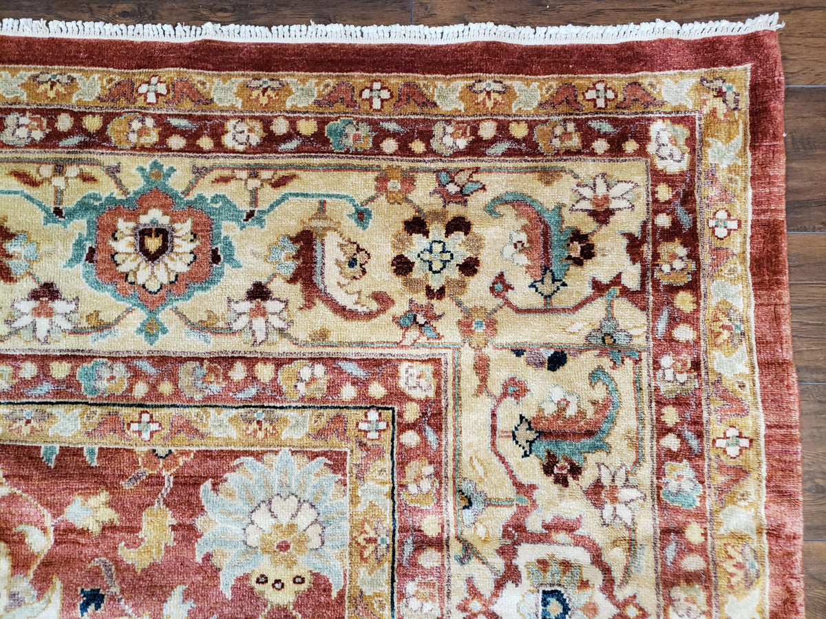Safavieh Room Sized Rug 10x14, Wool Hand-Knotted Auburn Red & Light Gold Egyptian Mahal Oriental Carpet, 10 x 14 Large Living Room Rug - Jewel Rugs, view 8