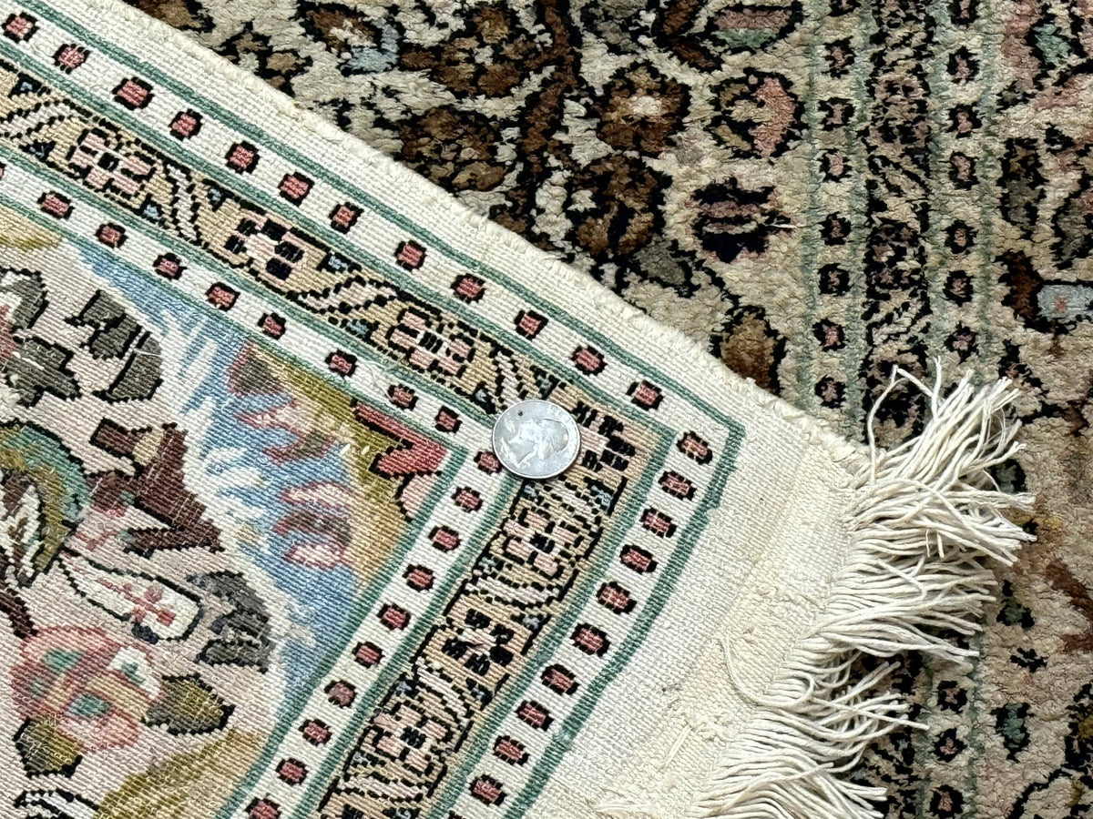 Indian Kashmiri Silk Rug 4x7, Tree of Life Design, Very Fine 380 KPSI, Birds - Jewel Rugs, view 13