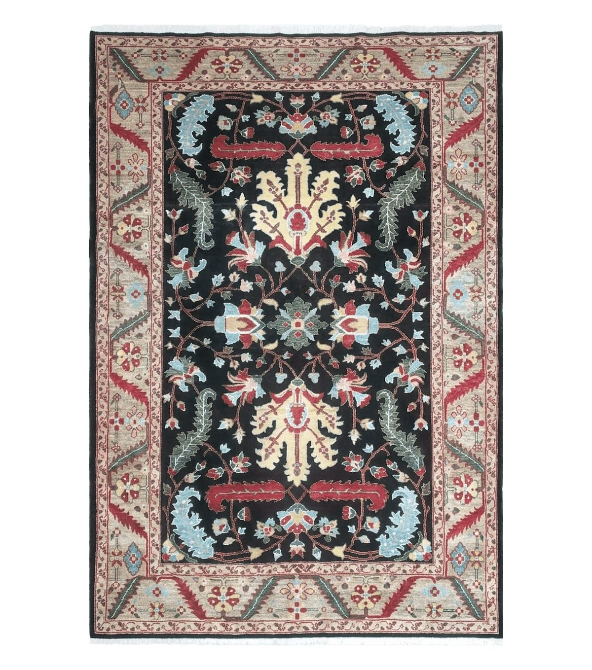 Peshawar Rug, 6x9 Rug, Hand Knotted Wool Area Rug, Black and Silver Rug, Unique Oriental Carpet, Handmade, Medium Sized Rug, Persian Rug - Jewel Rugs