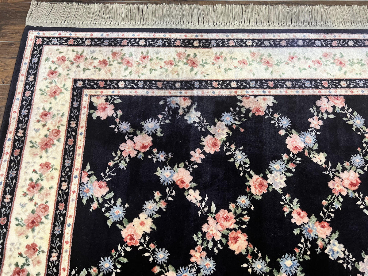 Karastan Rug 8.8 x 12, Garden of Eden #509/1270, Ebony Trellis, Vintage Discontinued Wool Pile Karastan Carpet - Jewel Rugs, view 7