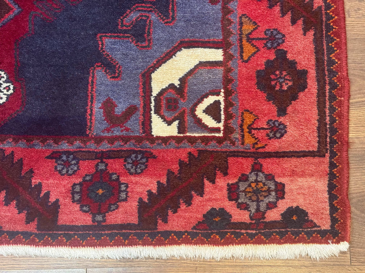 Persian Karajeh Runner Rug 3.6 x 9.5, Geometric Medallions, Tribal Village Rug, Navy Blue, Handmade - Jewel Rugs, view 10