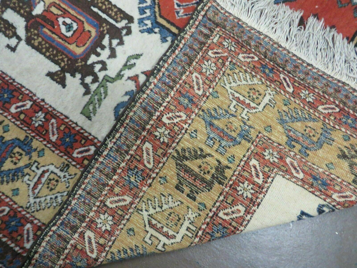 7' X 10' Vintage Handmade Knotted Turkish Wool Rug Birds Animal Ivory Organic - Jewel Rugs, view 11