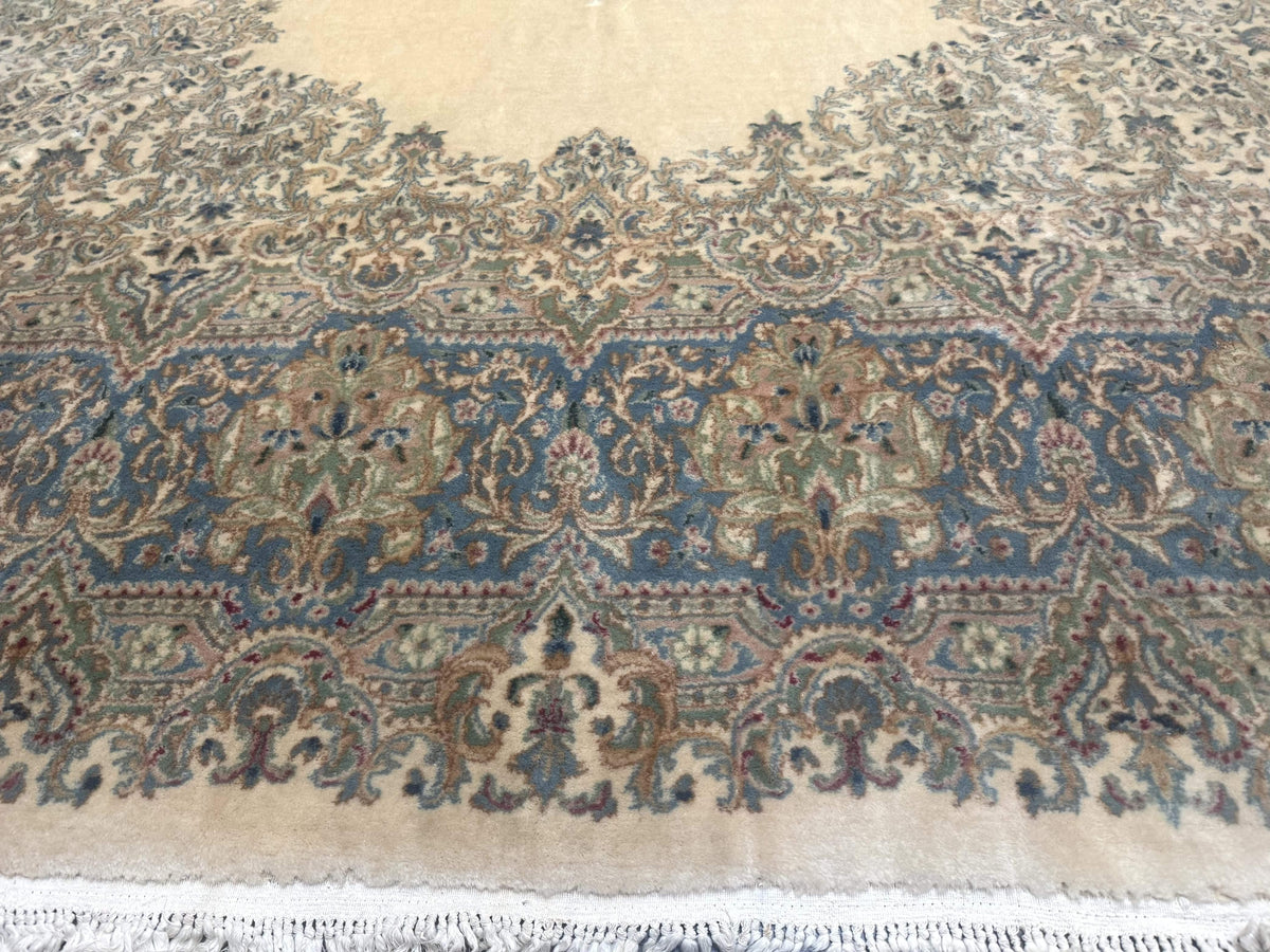Palace Size Persian Kerman Rug 12x18, Floral Semi Open Field, Signed, Fine 240 KPSI - Jewel Rugs, view 5