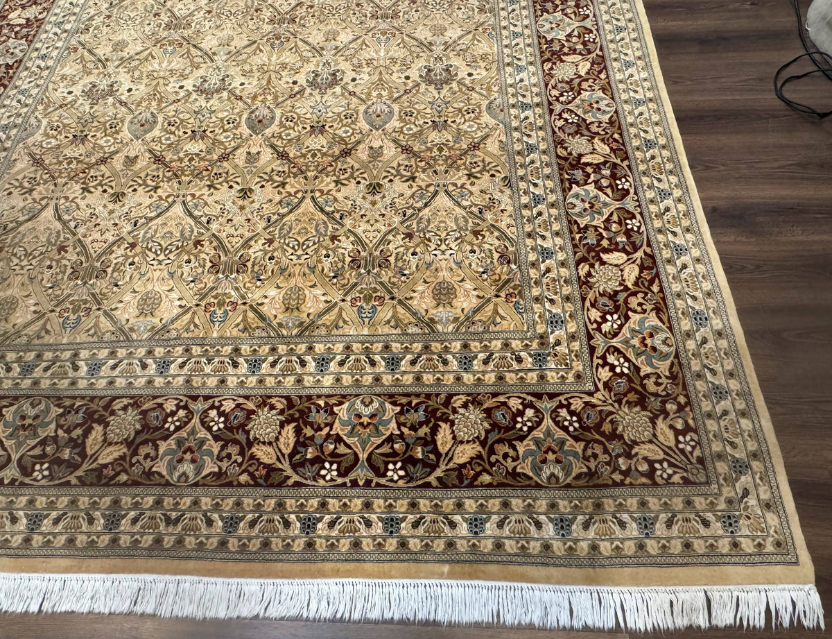 Fine Pak Persian Rug 9x12, Gold and Wine Red, Panel Design, 330 KPSI - Jewel Rugs, view 9