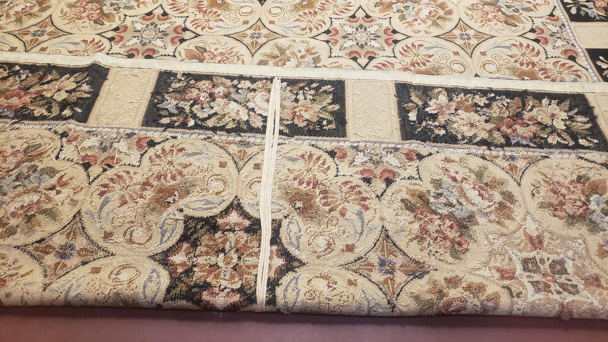Needlepoint Rug 8x10ft Allover European Design Flowers 100% Wool Hand Knotted Aubusson Area Rug Brand New Flatweave Needle Point Carpet Chic - Jewel Rugs, view 10