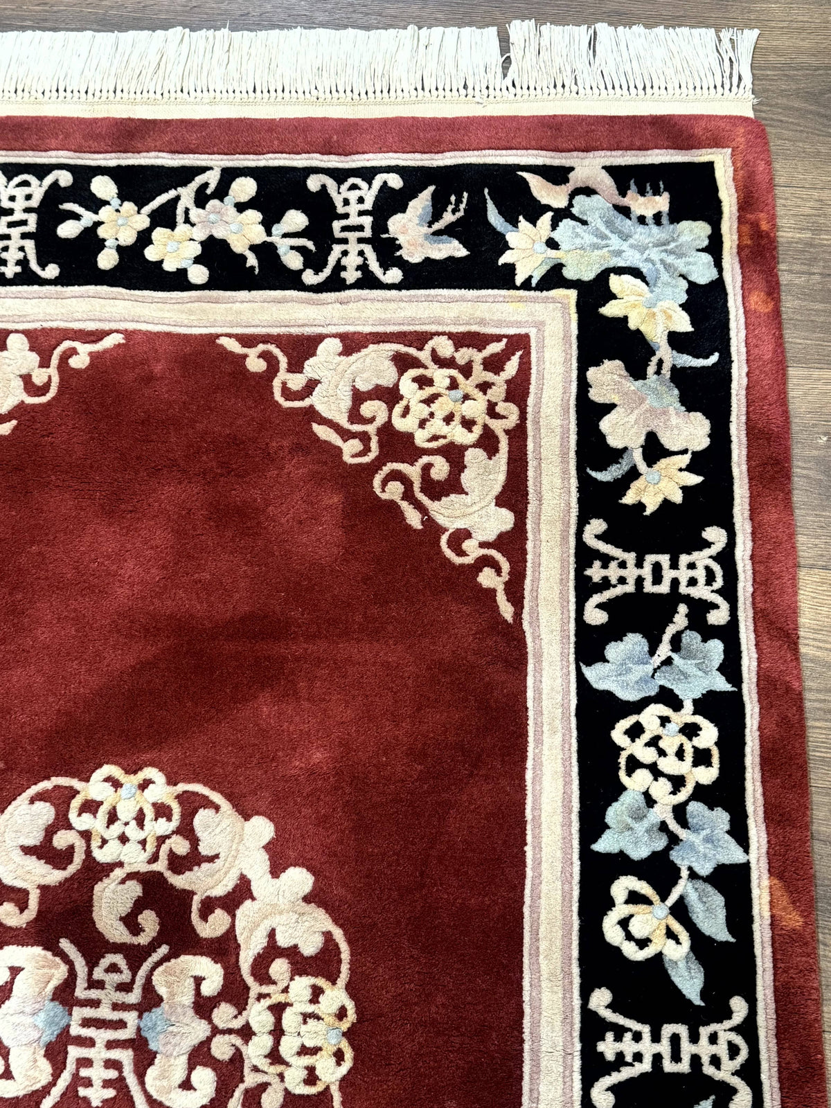 Dark Red Chinese Wool Rug 4x6, Chinese 90 Line Rug, Carving Rug, Handmade, Pair B - Jewel Rugs, view 8