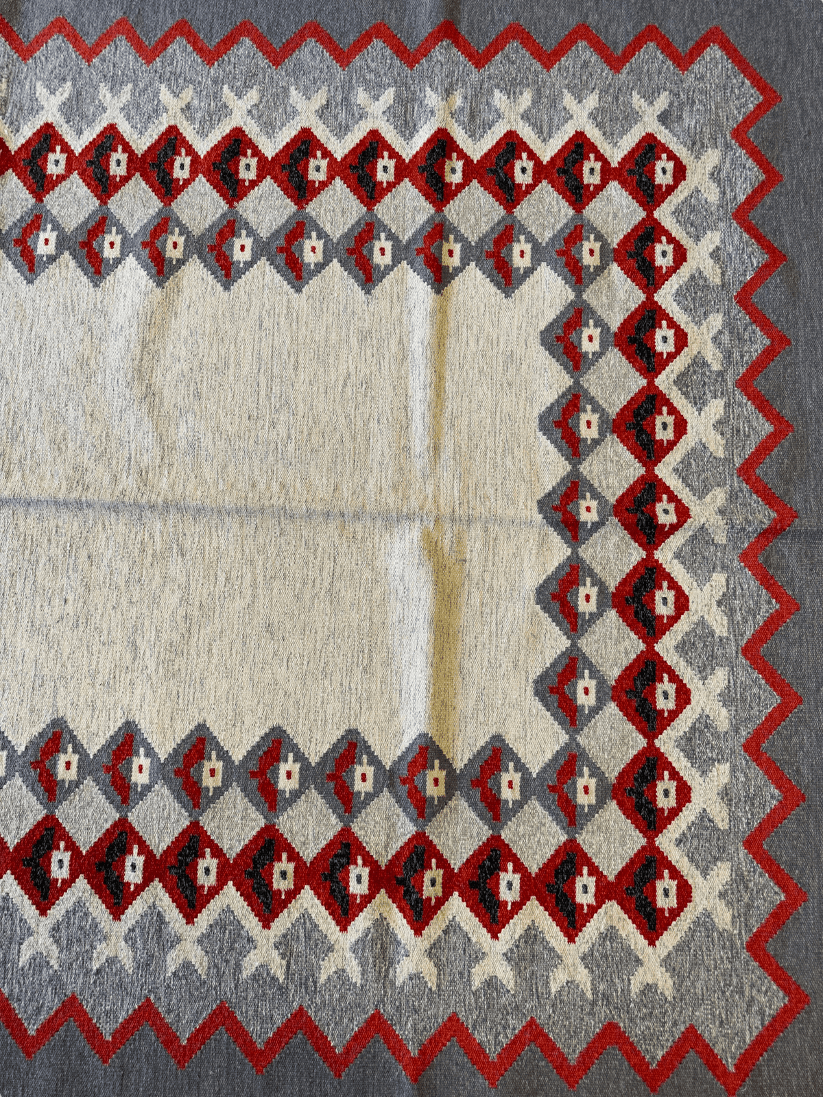 Vintage Kilim Rug 6x9 | Ivory, Gray & Red | Hand-Woven Wool Flatweave - Rugistan, view 4