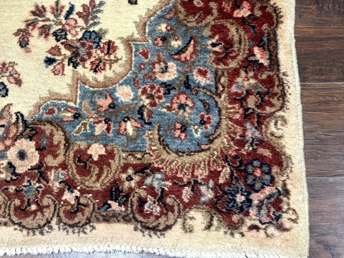 Square Persian Kerman Rug, Beige/Cream and Light Blue, Traditional Persian Rug, 5.5 x 5.5 ft - Jewel Rugs, view 10