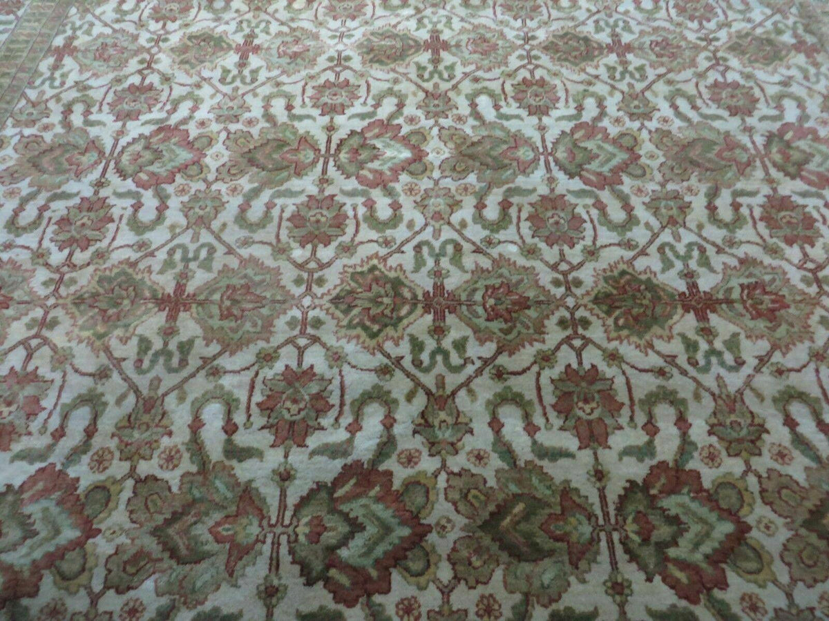 8' 5" X 12' Handmade India Agra Floral Oriental Wool Rug Tea Washed Carpet Nice - Jewel Rugs, view 4