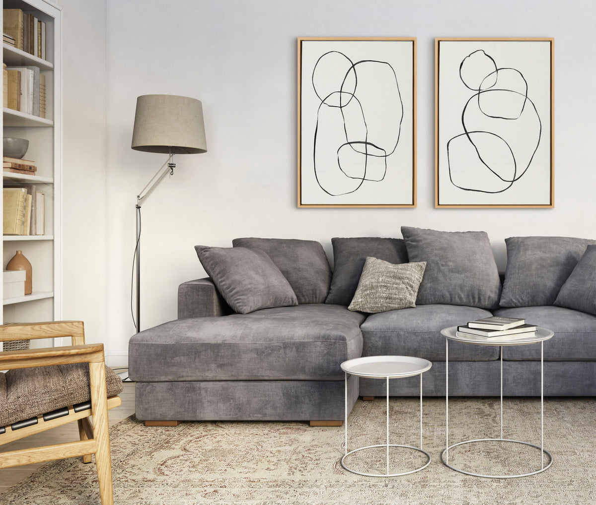 Sylvie Going in Circles Framed Textured Canvas Set by Teju Reval