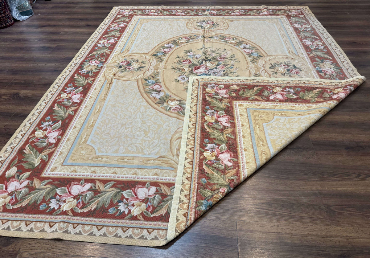 Needlepoint Rug 8x10, Aubusson Savonnerie European Carpet, Floral, Elegant - Jewel Rugs, view 12
