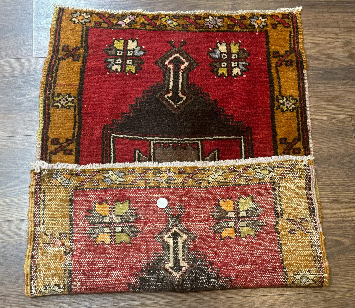 Turkish Yastik Rug 2x3, Geometric Medallion, Small Turkish Wool Rug, Red - Jewel Rugs, view 12