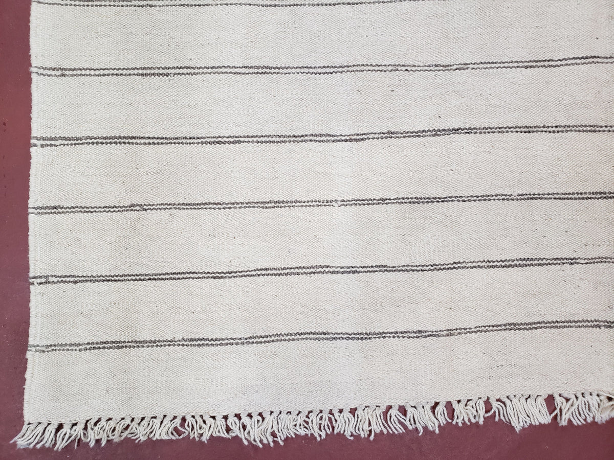 New Turkish Kilim Rug, Striped Area Rug, Southwestern Style, Off-white/Ivory Color, 5x8 Kilim Carpet, Hand-Knotted, Flatweave, Wool - Jewel Rugs, view 8