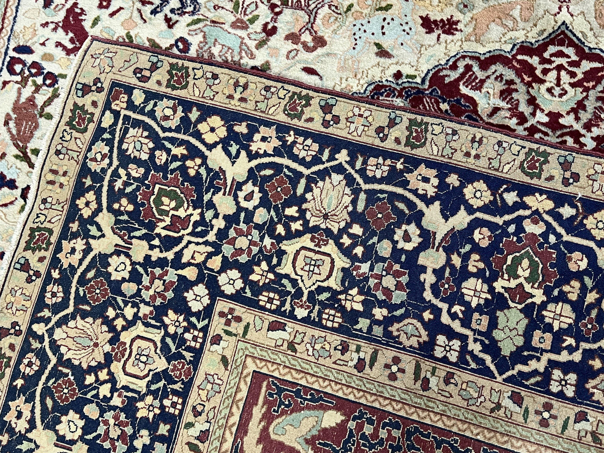 Rare Antique Indian Agra Rug, Early 20th Century Indian Carpet, Animal and Angel Motifs, Hunting Scene, Collectible Oriental Carpet, Wow - Jewel Rugs, view 10