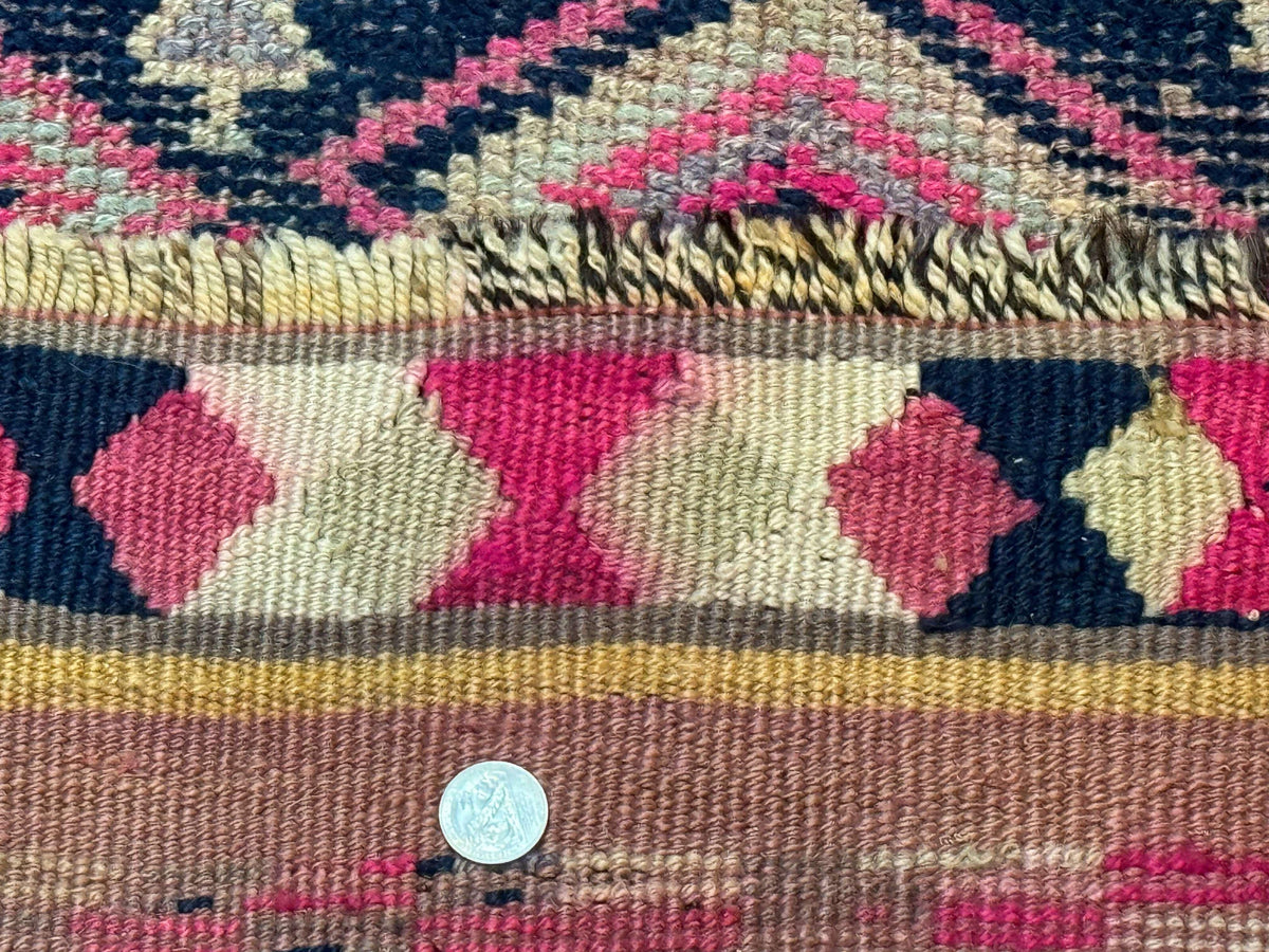 Turkish Runner Rug 3x10, Pink and Navy Blue, Bohemian Runner for Hallway or Kitchen, Vintage, Geometric, Tribal - Jewel Rugs, view 12