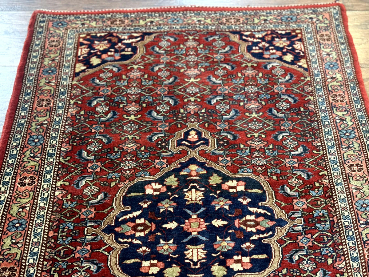 Persian Bidjar Rug 2.7 x 4, Red and Navy Blue, Small Persian Area Rug, Semi Antique - Jewel Rugs, view 3