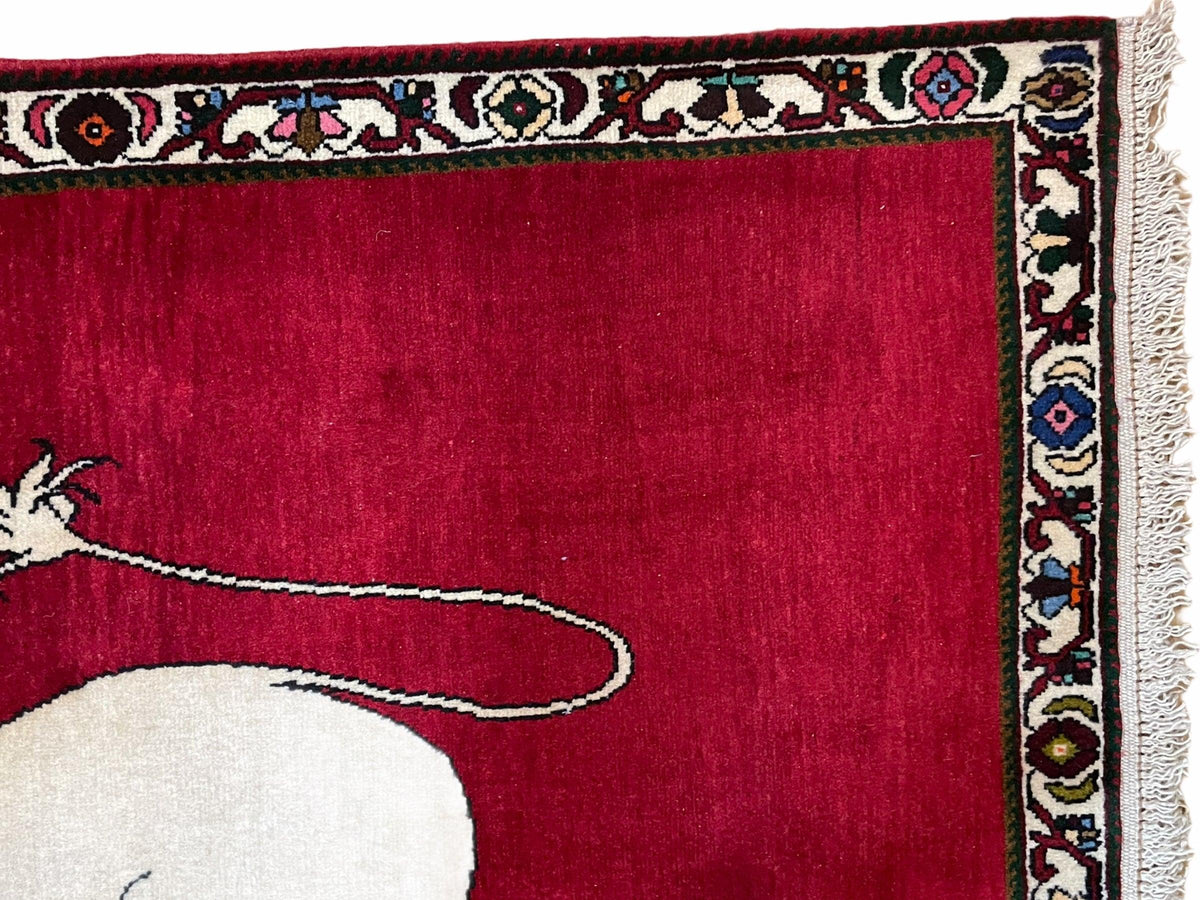 4 X 6 Handmade Hand-Knotted Quality Wool Rug Zagros Lion Red Ivory Tribal Rug - Jewel Rugs, view 5