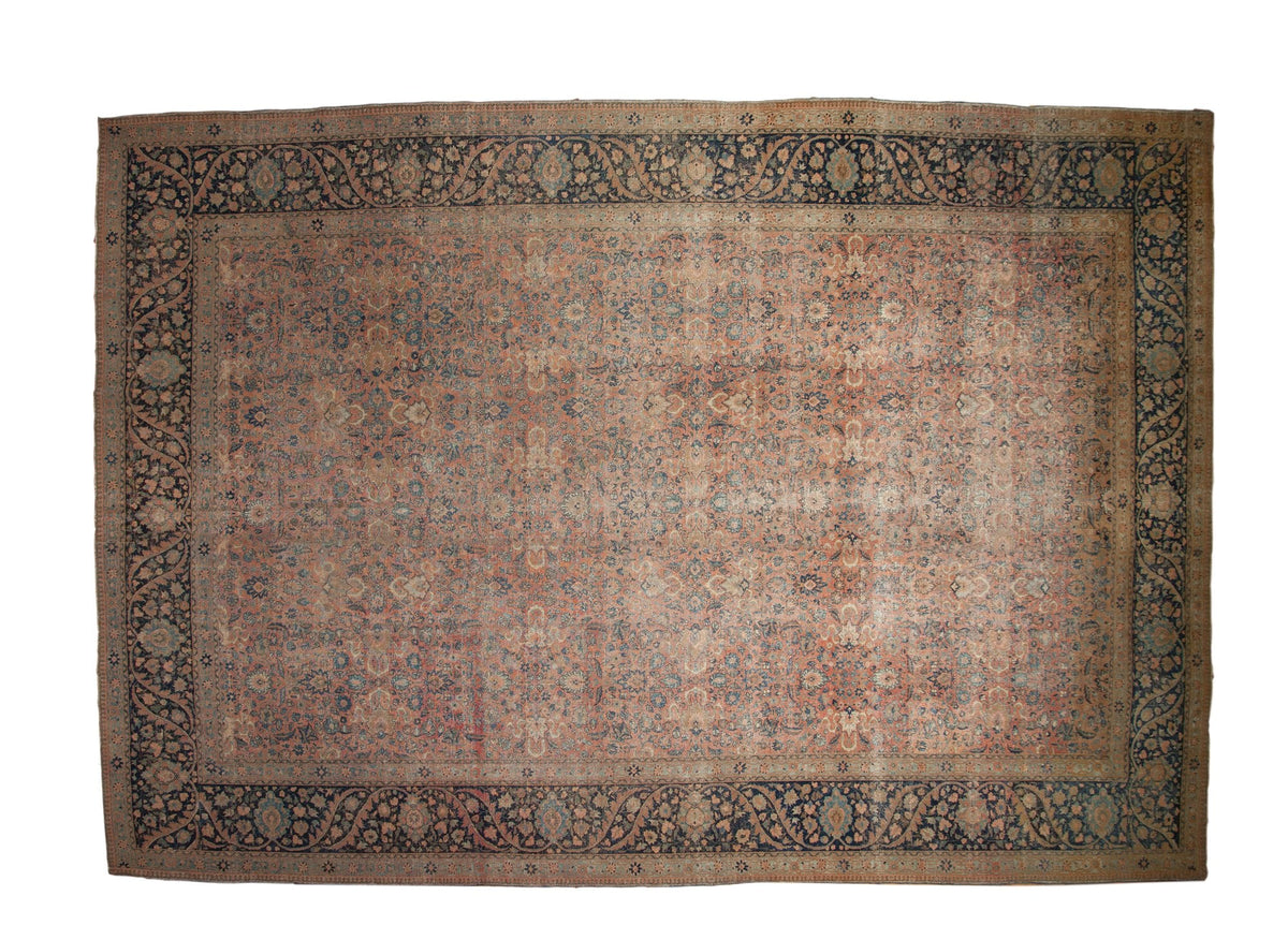 13x18 Vintage Distressed Tabriz Carpet