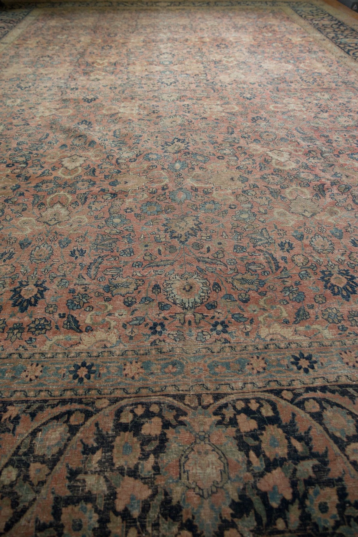 13x18 Vintage Distressed Tabriz Carpet