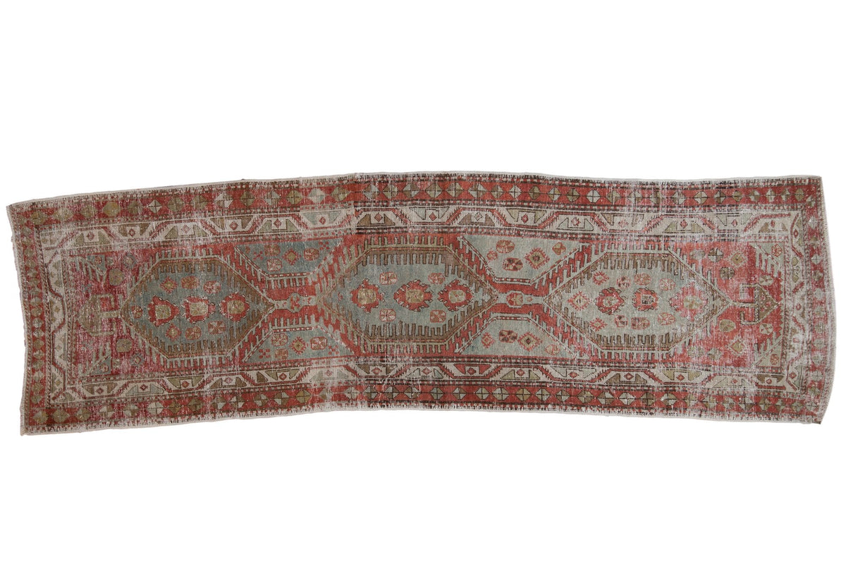 3.5x11 Vintage Distressed Heriz Rug Runner