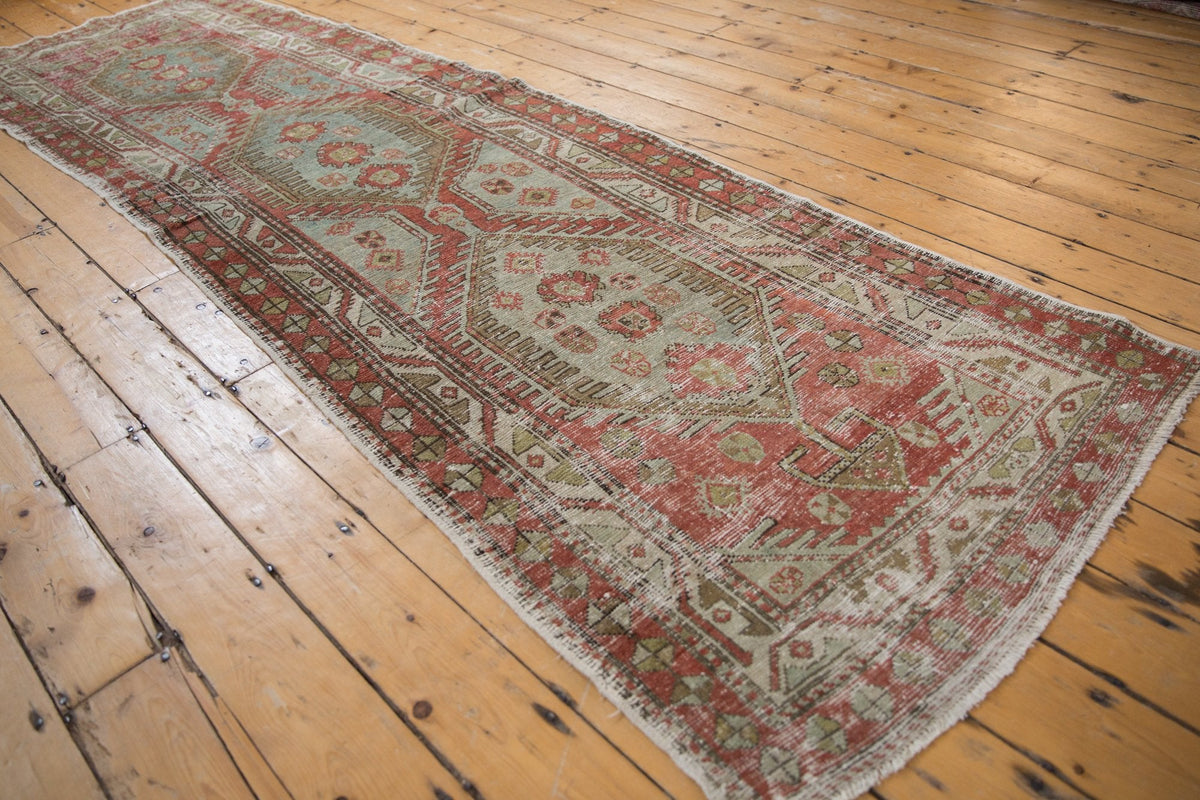 3.5x11 Vintage Distressed Heriz Rug Runner