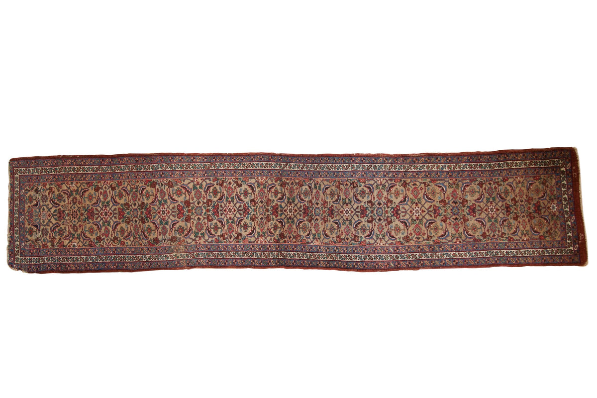 3x14.5 Antique Bijar Rug Runner