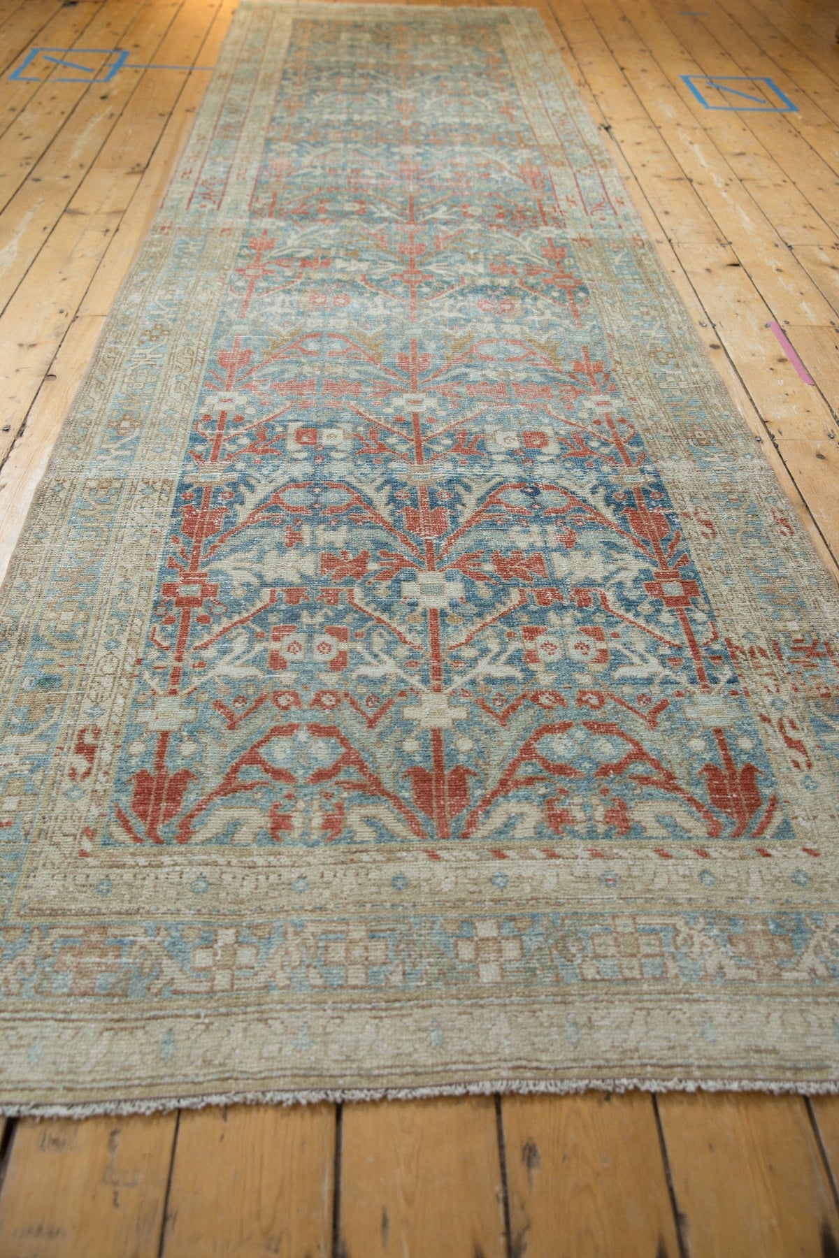 4x13.5 Vintage Distressed Hamadan Rug Runner