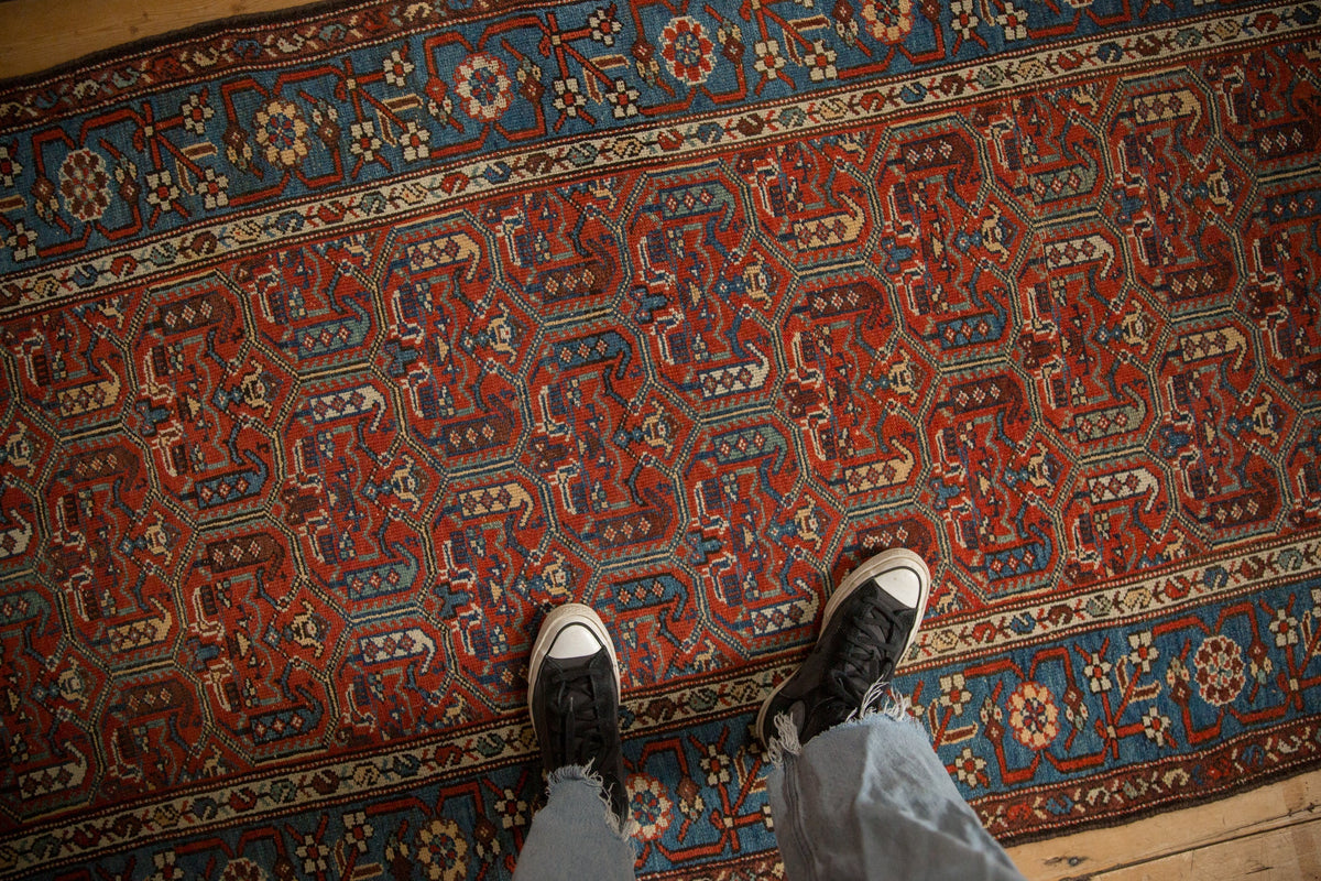 3.5x9.5 Antique Fine Kurdish Hamadan Rug Runner