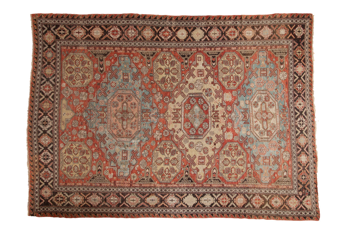 7x10 Antique Caucasian Soumac Carpet
