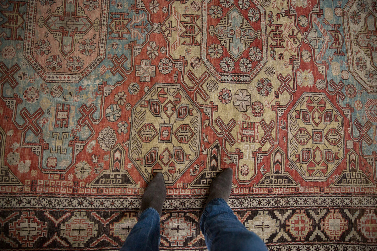 7x10 Antique Caucasian Soumac Carpet