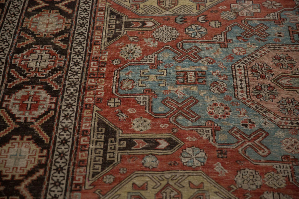 7x10 Antique Caucasian Soumac Carpet