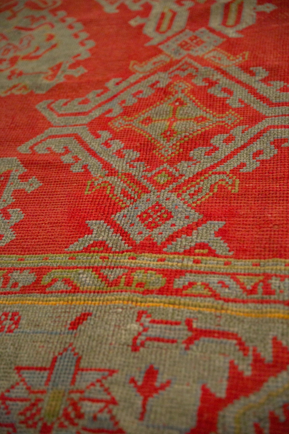 13.5x15 Antique Oushak Square Carpet
