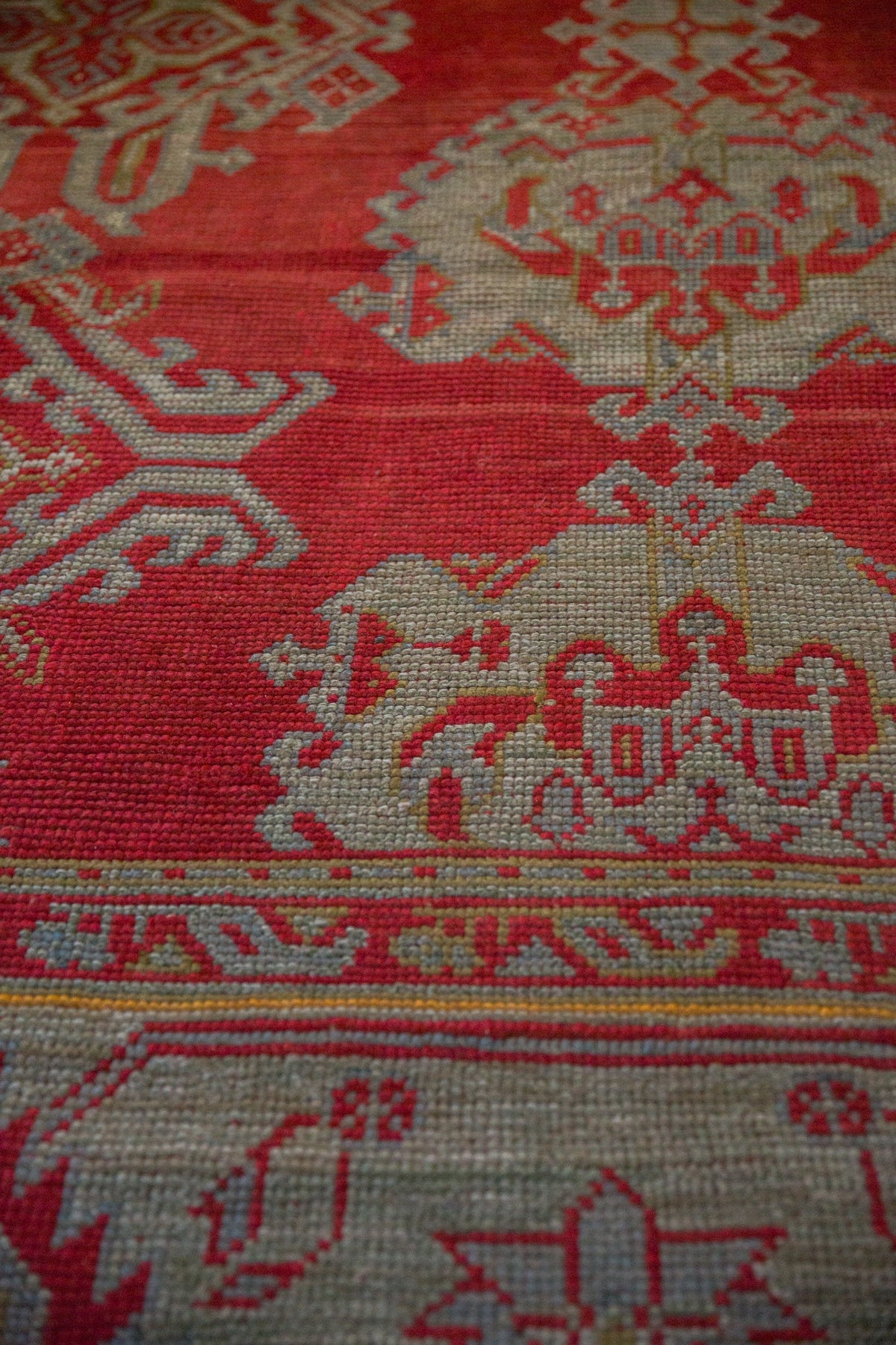 13.5x15 Antique Oushak Square Carpet