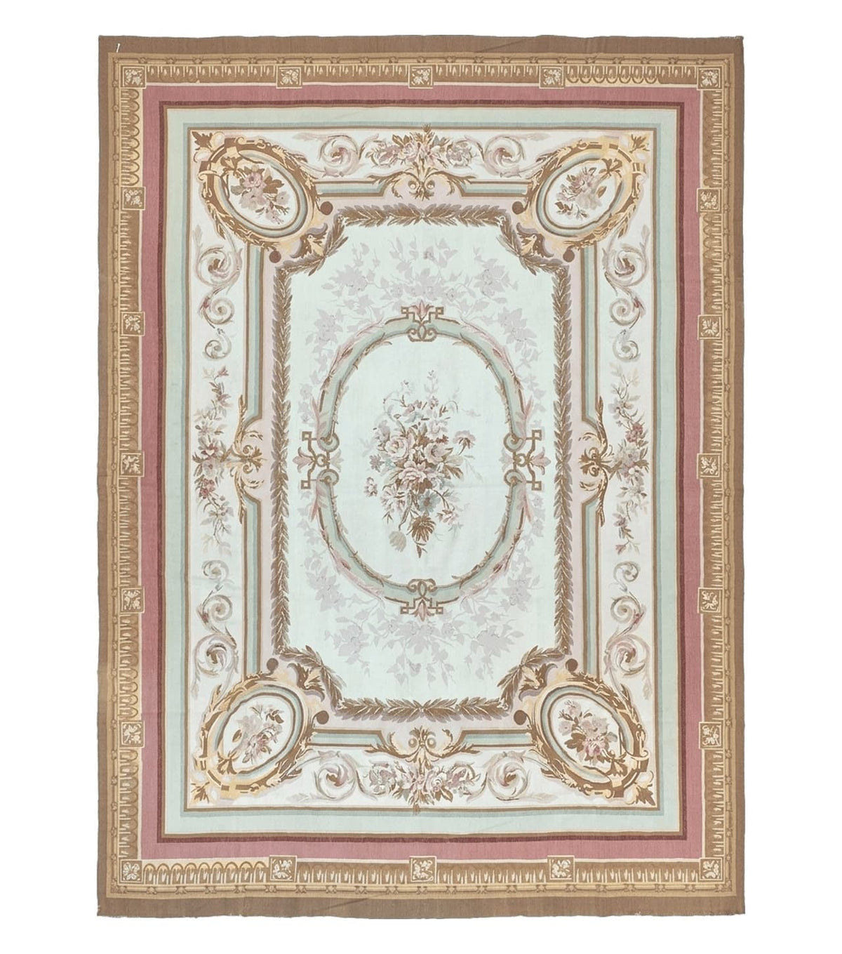 Large Aubusson Rug 11x15, Oversized Gallery Palace Size Flatweave Savonnerie Carpet 11 x 15 ft, Wool Handmade Vintage Elegant European - Jewel Rugs