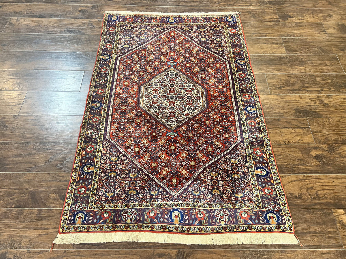 Persian Bidjar Rug 4x6, Handmade Oriental Carpet, Fine Weave, Herati Mahi Pattern, Vintage, Red, 300 KPSI - Jewel Rugs, view 2
