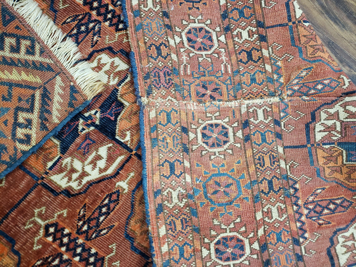 4x7 Antique Yamud Rug Russian Rug Turkoman Rug Fine Weave Rug - Jewel Rugs, view 10