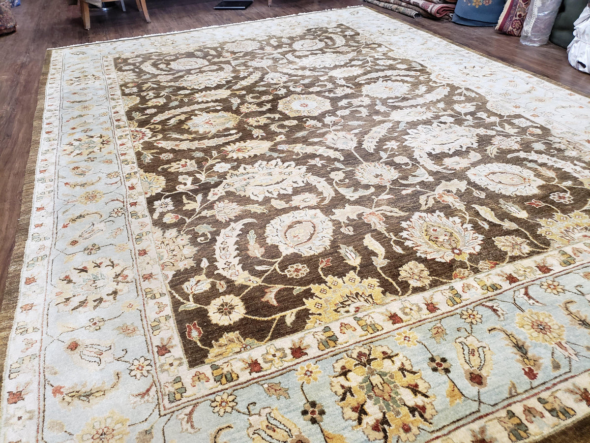 9x12 Vintage Handmade Wool Rug Carpet Indo Mahal Oushak Nice Brown Blue - Jewel Rugs, view 2