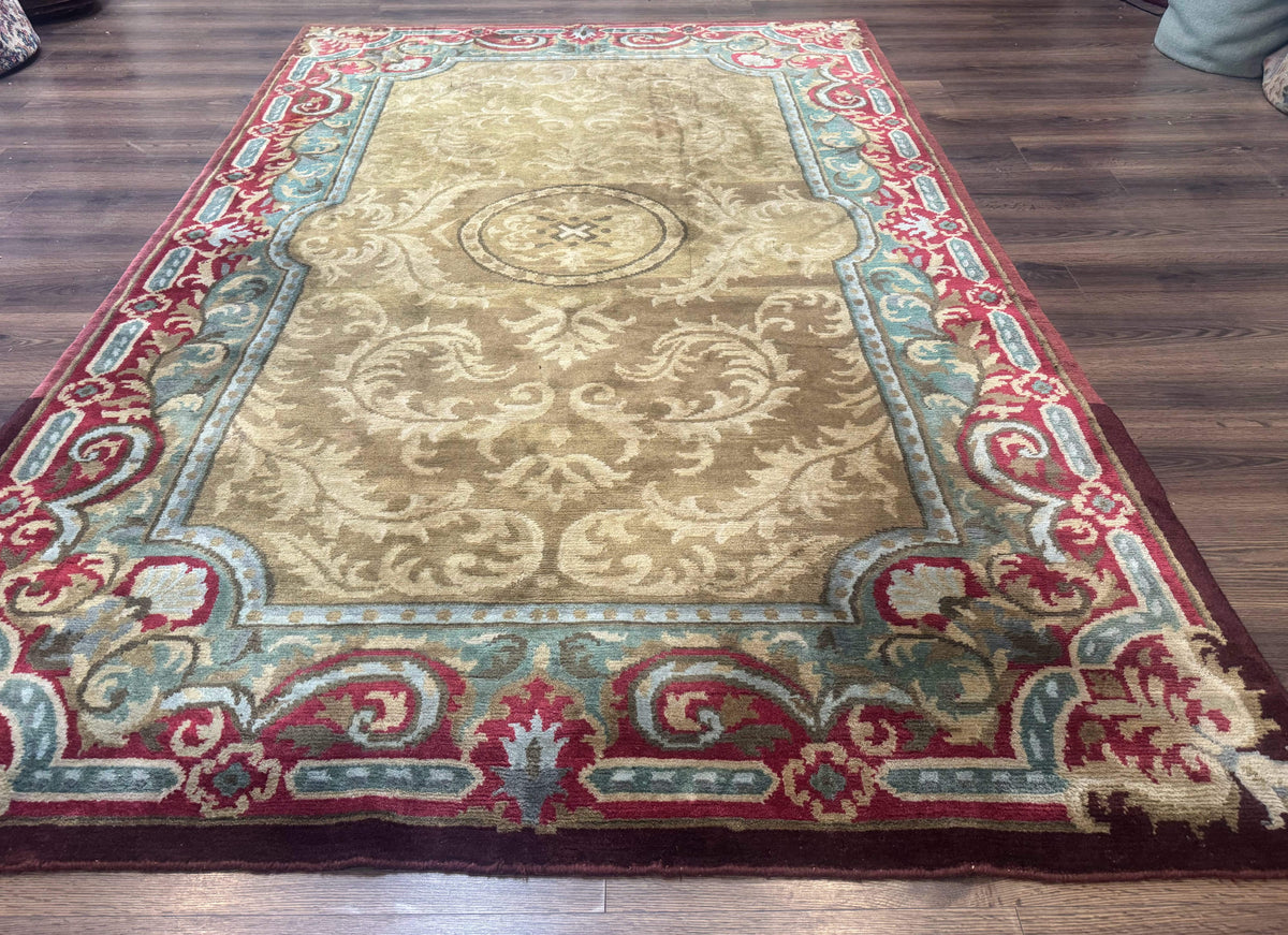 Tibetan Aubusson Rug 6x9, Gold-Beige, Soft Wool Pile, Handmade - Jewel Rugs, view 2