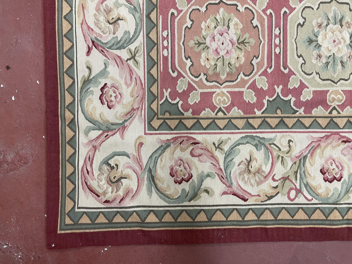 Square Aubusson Rug 9x9, Panel Design, European French English Carpet, Wool - Jewel Rugs, view 12