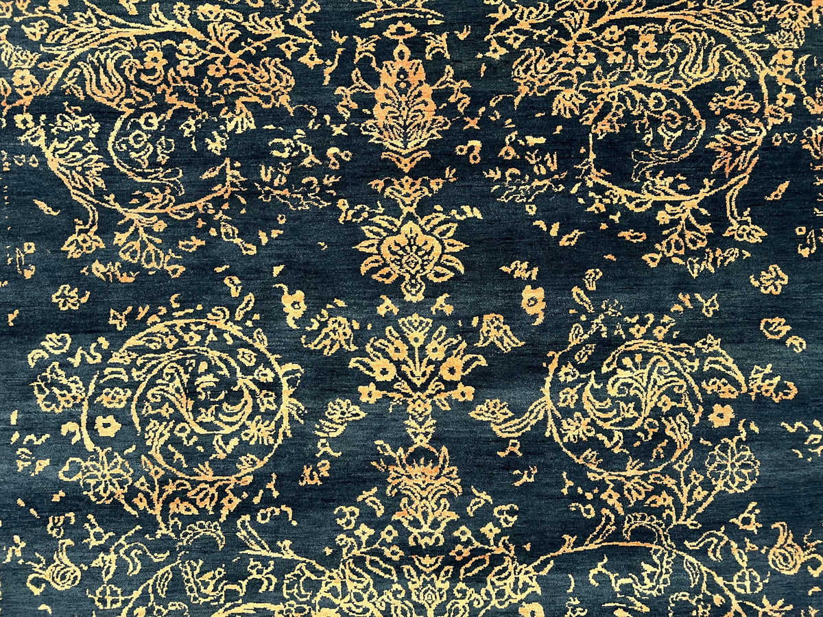 Area Rug 8x10 High Quality Handmade Oriental Carpet, Modern Contemporary Rug, Rug for Living Room, Wool Rug, Blue and Gold, Pakistani Rug - Jewel Rugs, view 5