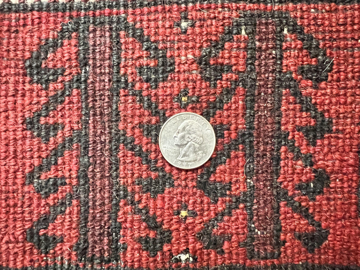 Antique Persian Turkoman Rug 3x6, Wool Tribal Handmade Carpet, Red and Black - Jewel Rugs, view 12