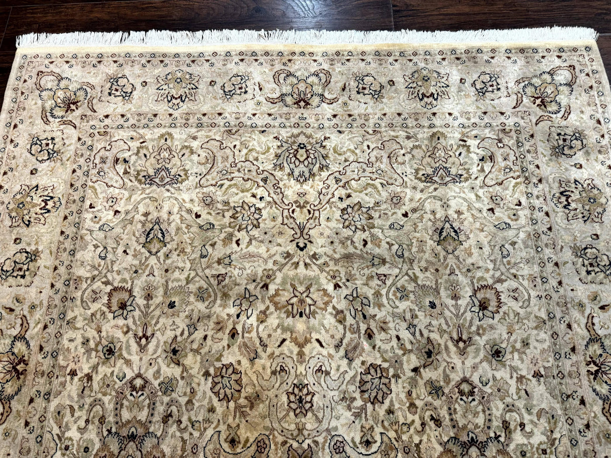 Pak Persian Rug 6x9, Vintage Handmade Wool Carpet, Floral, Beige - Jewel Rugs, view 4