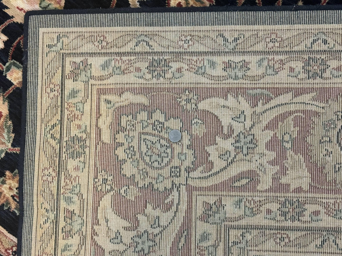 Vintage Oriental Rug 8x11, Floral Persian Design Carpet, Turkish Power Loomed Rug, Navy Blue Red Cream - Jewel Rugs, view 11