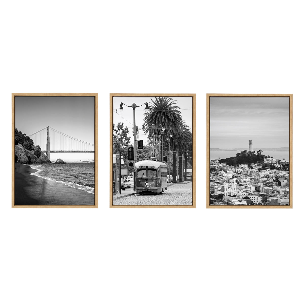 Sylvie San Francisco Black and White Framed Canvas Art Set by Crystal Lynn Collins