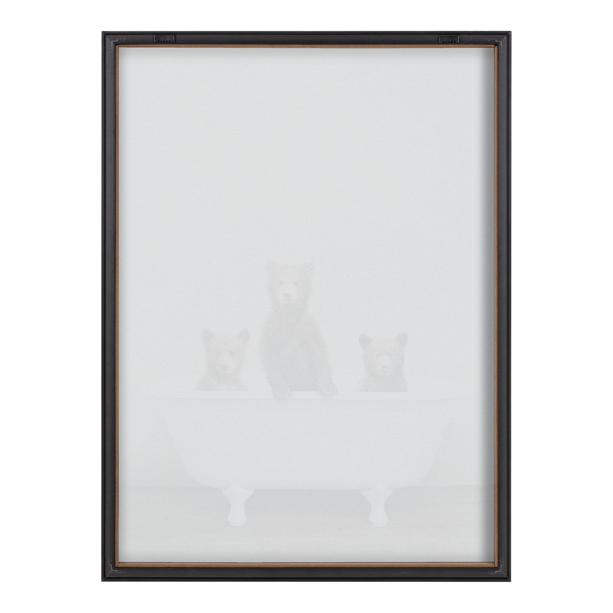Blake Three Little Bears in Vintage Bathtub Framed Printed Glass by Amy Peterson Art Studio
